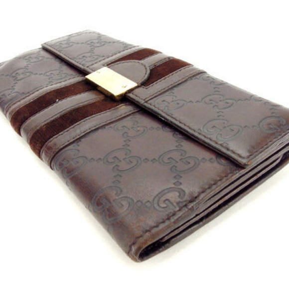 Gucci Wallet Purse Long Wallet Guccissima Brown Gold Woman Authentic Used Y4802 - Picture 2 of 6